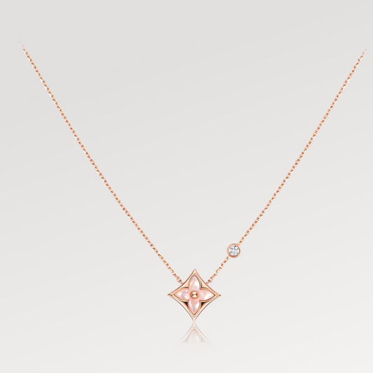 [Lunabriance]STAR PINK MOP 1 DIAMOND PINK GOLD NECKLACE