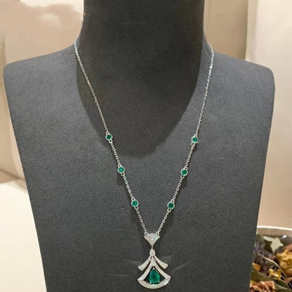 [Lunabriance]DREAM NECKLACE MALACHITE DIAMOND SILVER