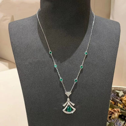 [Lunabriance]DREAM NECKLACE MALACHITE DIAMOND SILVER