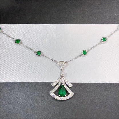 [Lunabriance]DREAM NECKLACE MALACHITE DIAMOND SILVER