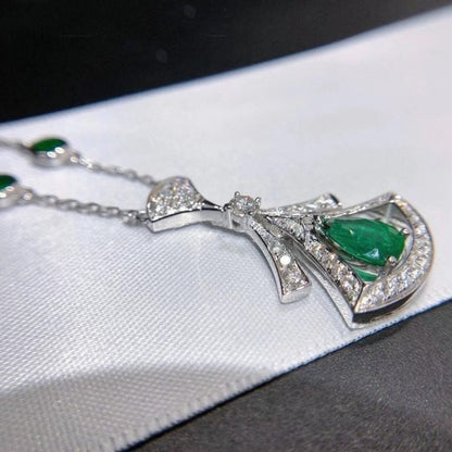[Lunabriance]DREAM NECKLACE MALACHITE DIAMOND SILVER