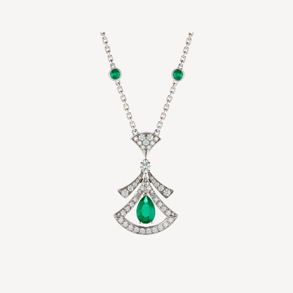 [Lunabriance]DREAM NECKLACE MALACHITE DIAMOND SILVER