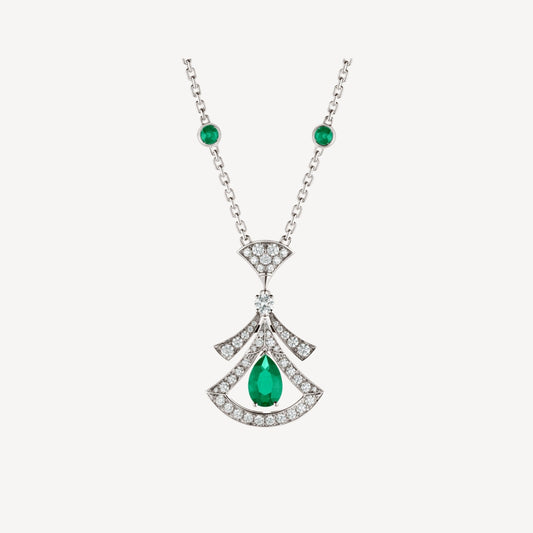 [Lunabriance]DREAM NECKLACE MALACHITE DIAMOND SILVER