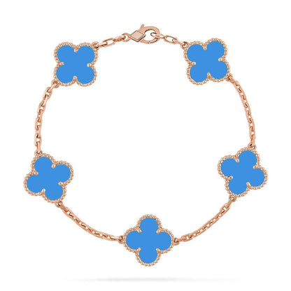 [Luna Brilliance]THICK GOLD-PLATED CUSTOM SIZE EDITION CLOVER ROSE GOLD BRACELET COLLECTION,5 MOTIFS