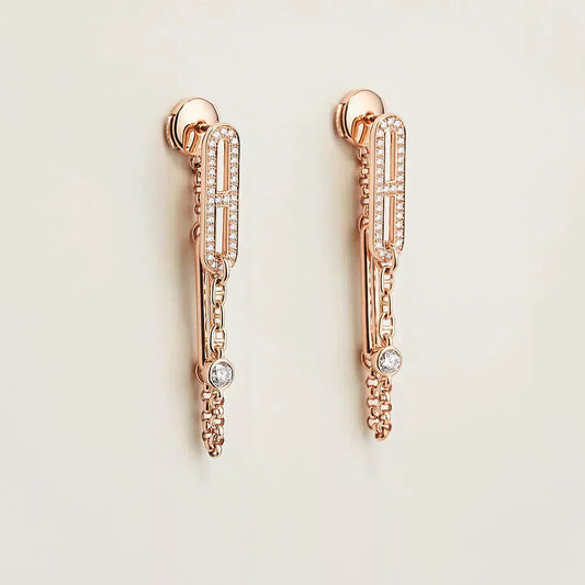 [Lunabriance]CHAINE CHAOS DIAMOND DROP EARRINGS