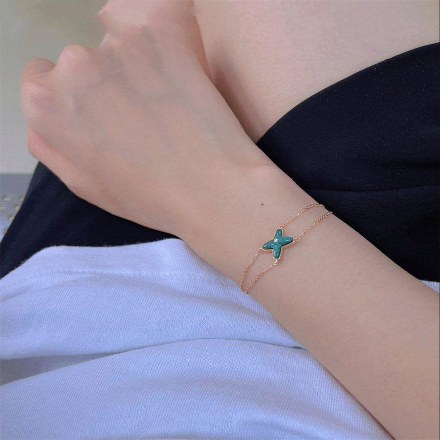[Lunabriance]JEUX BRACELET MALACHITE PINK GOLD 1 DIAMOND