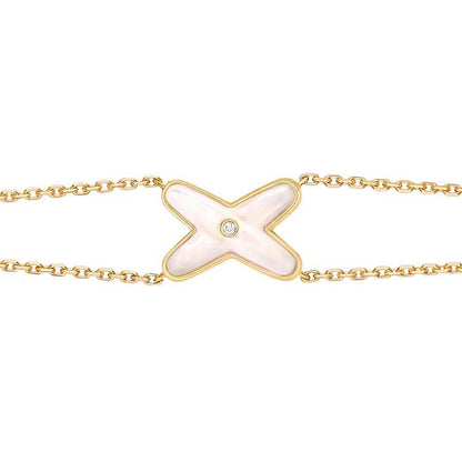 [Lunabriance]JEUX BRACELET WHITE MOP GOLD 1 DIAMOND