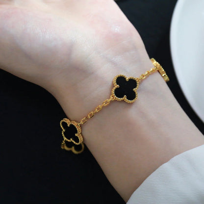 [Lunabriance]CLOVER  5 MOTIFS BLACK ONYX BRACELET