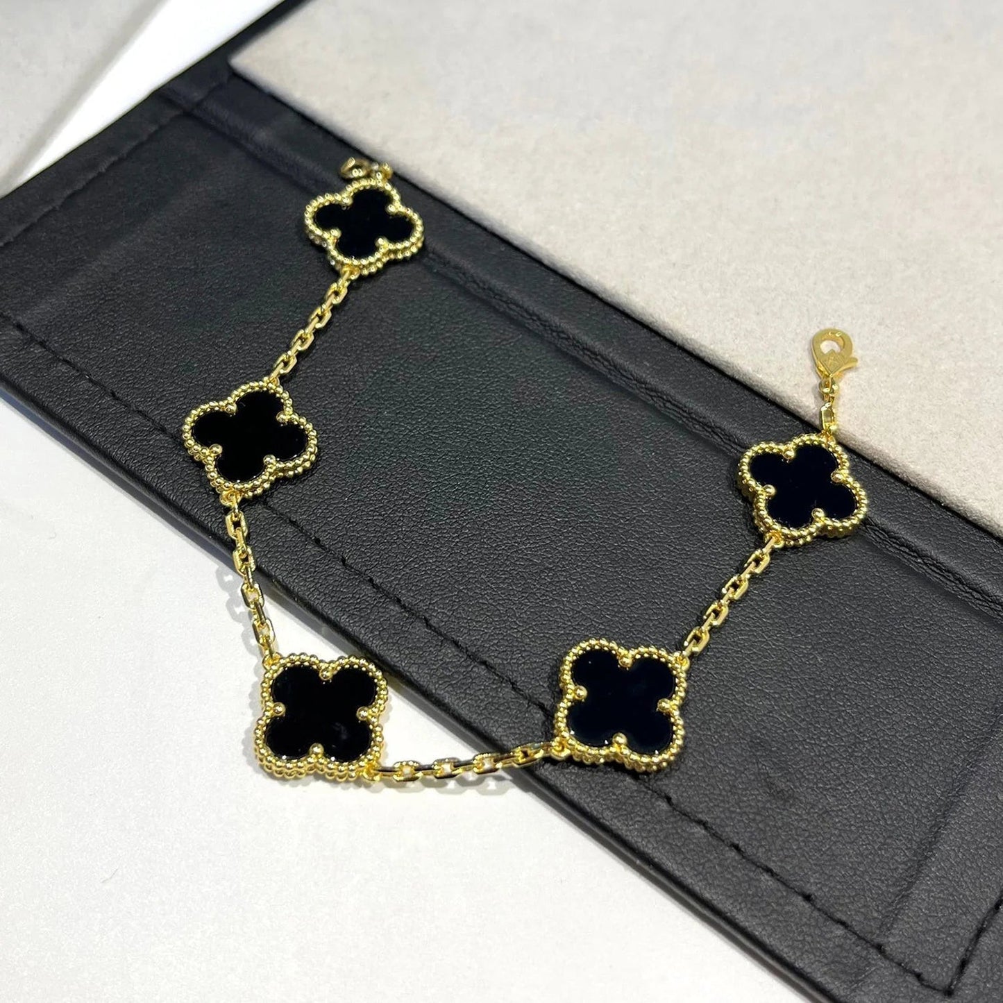 [Lunabriance]CLOVER  5 MOTIFS BLACK ONYX BRACELET
