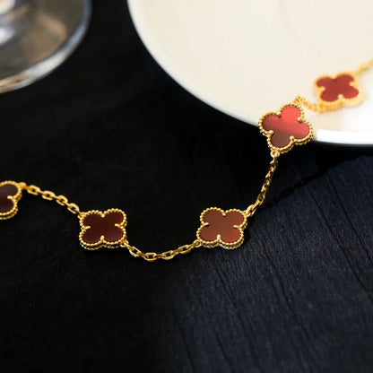 [Lunabriance]CLOVER 5 MOTIFS RED AGATE  BRACELET