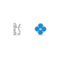 [Luna Brilliance]CLOVER SILVER 15MM MOP DIAMOND EARRINGS COLLECTION