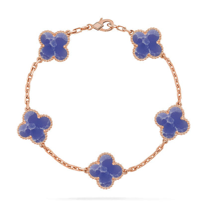 [Luna Brilliance]THICK GOLD-PLATED CUSTOM SIZE EDITION CLOVER ROSE GOLD BRACELET COLLECTION,5 MOTIFS