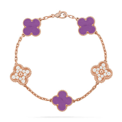 [Luna Brilliance]CLOVER DIAMOND ROSE GOLD BRACELET COLLECTION,5 MOTIFS