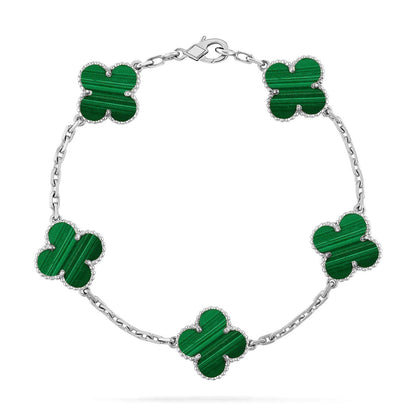 [Luna Brilliance]THICK GOLD-PLATED CUSTOM SIZE EDITION CLOVER SILVER BRACELET COLLECTION,5 MOTIFS