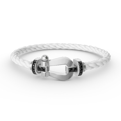 [Lunabriance]FORCE LARGE HORSESHOE BLACK DIAMOND BRACELET SILVER