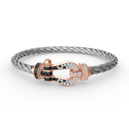 [Lunabriance]FORCE LARGE HORSESHOE BLACK WHITE DIAMOND BRACELET ROSE GOLD
