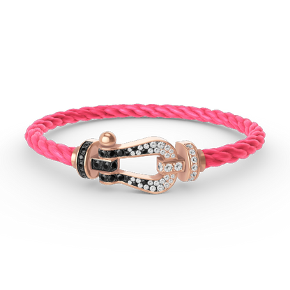 [Lunabriance]FORCE LARGE HORSESHOE BLACK WHITE DIAMOND BRACELET ROSE GOLD
