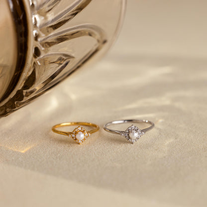 Vintage Pave Pearl Ring