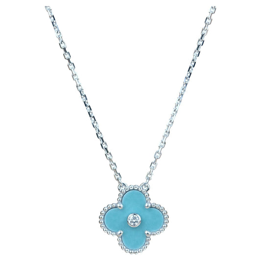 [Lunabriance]CLOVER 15MM DIAMOND SVRES PORCELAIN  NECKLACE SILVER