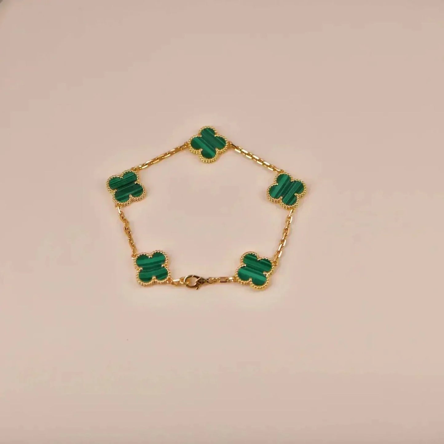 [Lunabriance]CLOVER 5 MOTIFS MALACHITE BRACELET