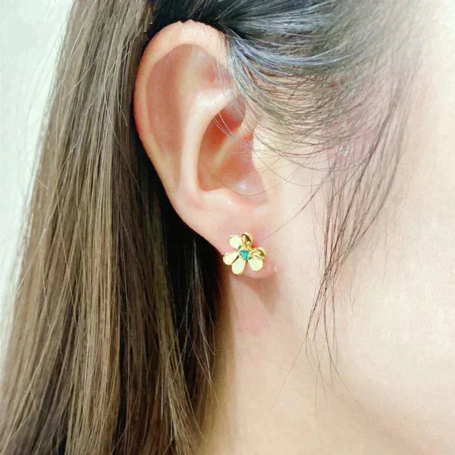 [Luna Brilliance]FRIVOLE  FLOWER MALACHITE EARRINGS