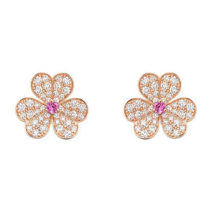 [Lunabriance]FRIVOLE PINK GOLD FLOWER DIAMOND EARRINGS