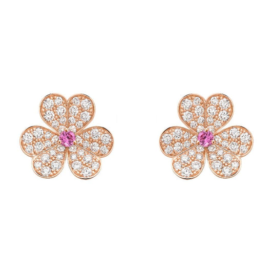 [Lunabriance]FRIVOLE PINK GOLD FLOWER DIAMOND EARRINGS