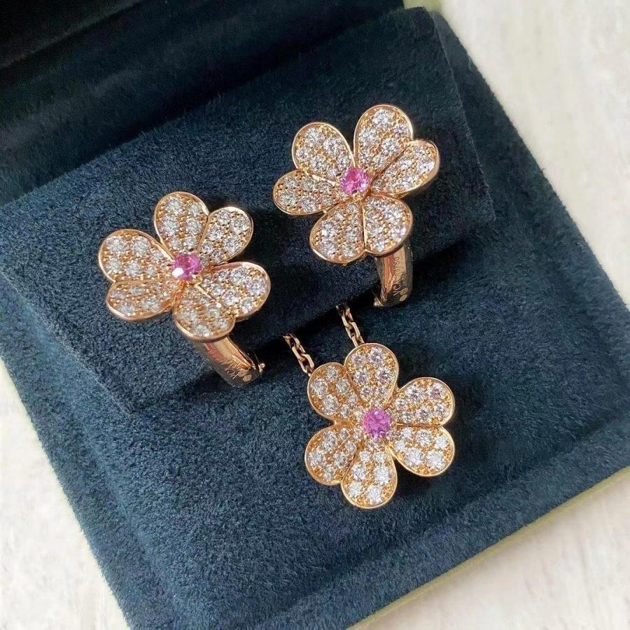 [Lunabriance]FRIVOLE PINK GOLD FLOWER DIAMOND EARRINGS