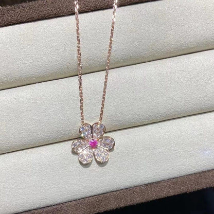 [Lunabriance]FRIVOLE ROSE GOLD FLOWER DIAMOND NECKLACE