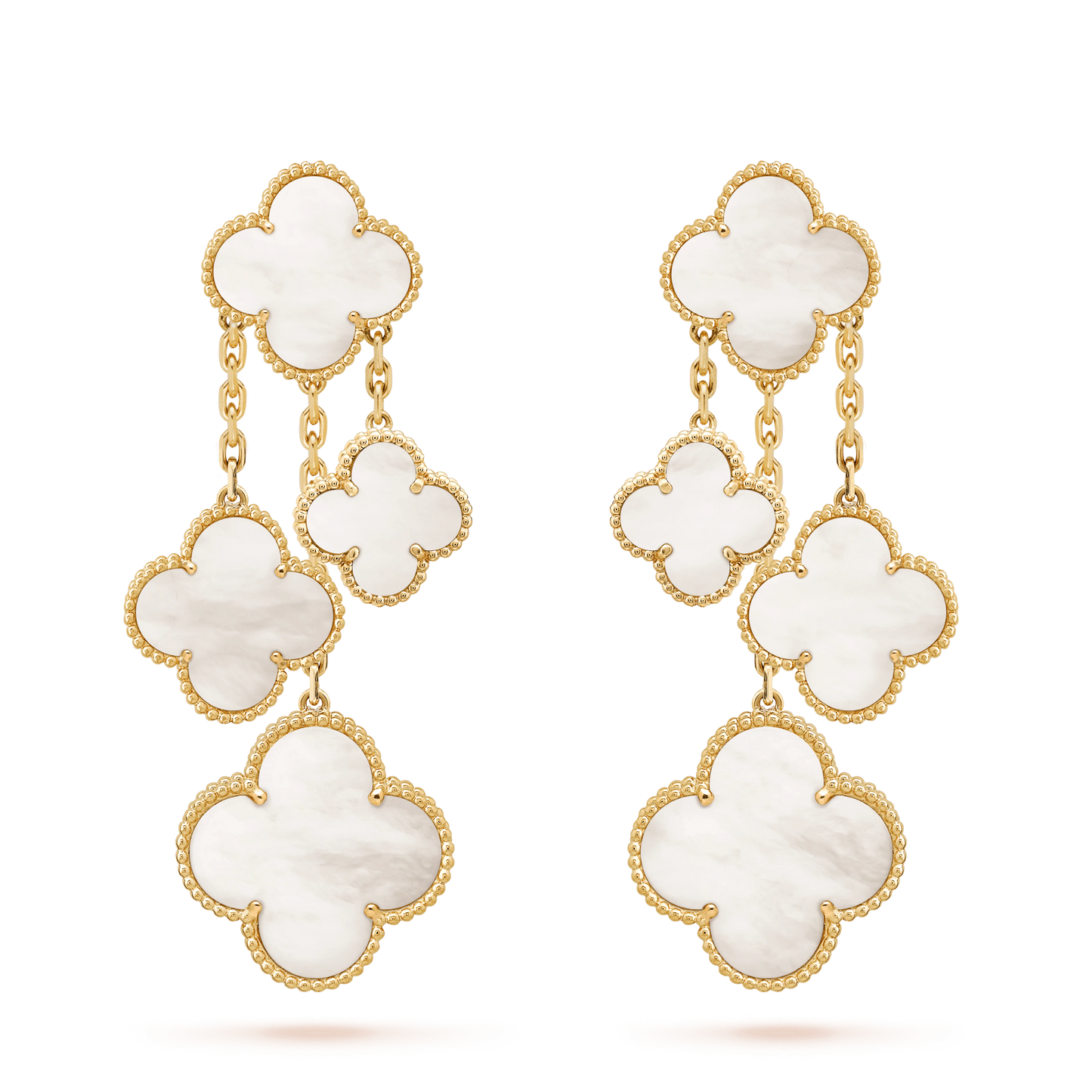 [Lunabriance]CLOVER EARRINGS WHITE MOP 4 MOTIFS GOLD
