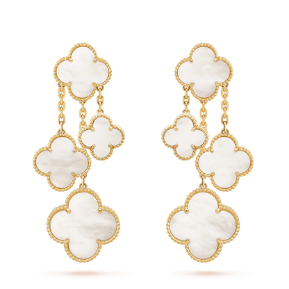[Lunabriance]CLOVER EARRINGS WHITE MOP 4 MOTIFS GOLD