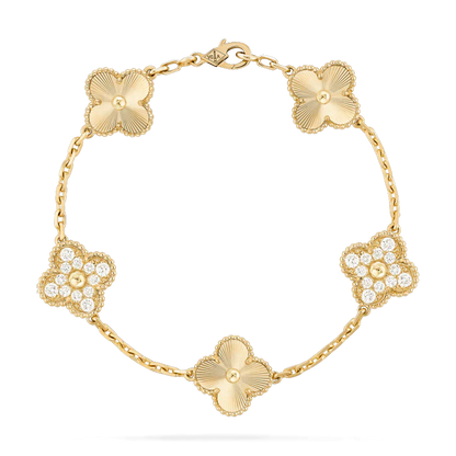 [Lunabriance]CLOVER BRACELET 5 MOTIFS GOLD DIAMOND