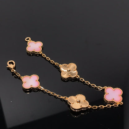 [Lunabriance]CLOVER BRACELET 5 MOTIF PINK AND PINK GOLD