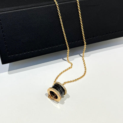 [Lunabriance]ZERO 1 BLACK CERAMIC DIAMOND PINK GOLD NECKLACE